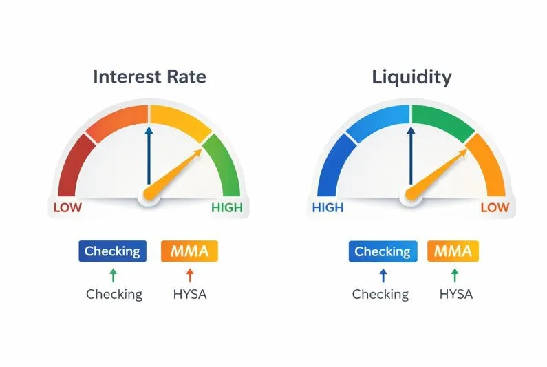 Checking vs Savings vs MMA comparison