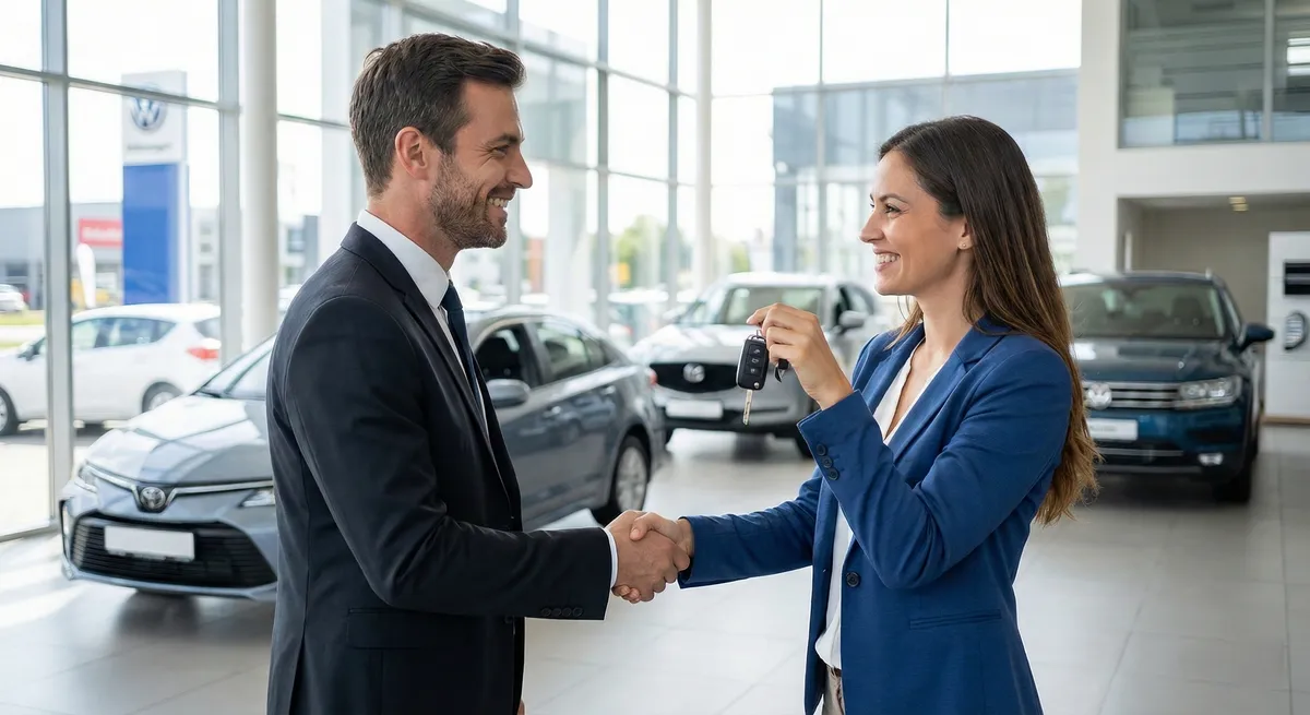 Dealer handing over car keys