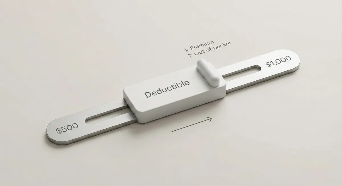 A deductible lever concept showing how higher deductibles can lower premiums
