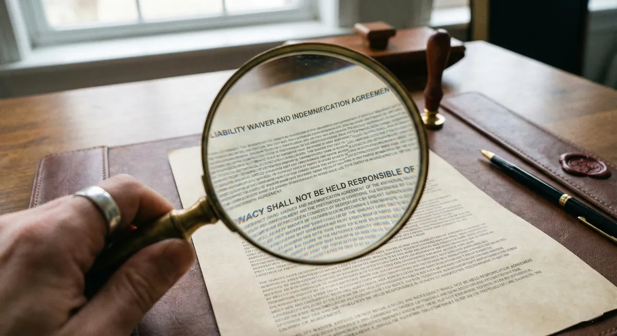 Reading fine print with magnifying glass