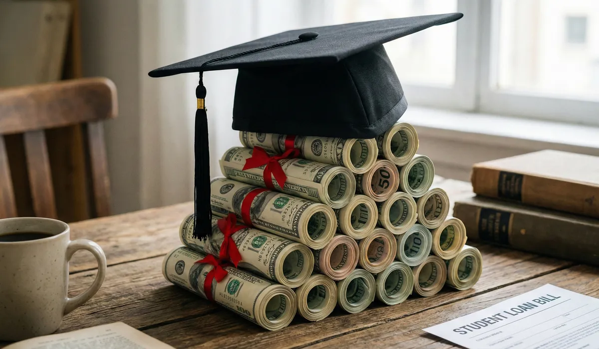 Graduation cap with money