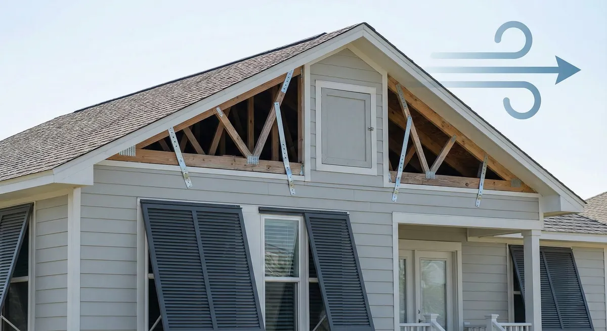 Home hardening improvements like roof straps and wind-resistant features