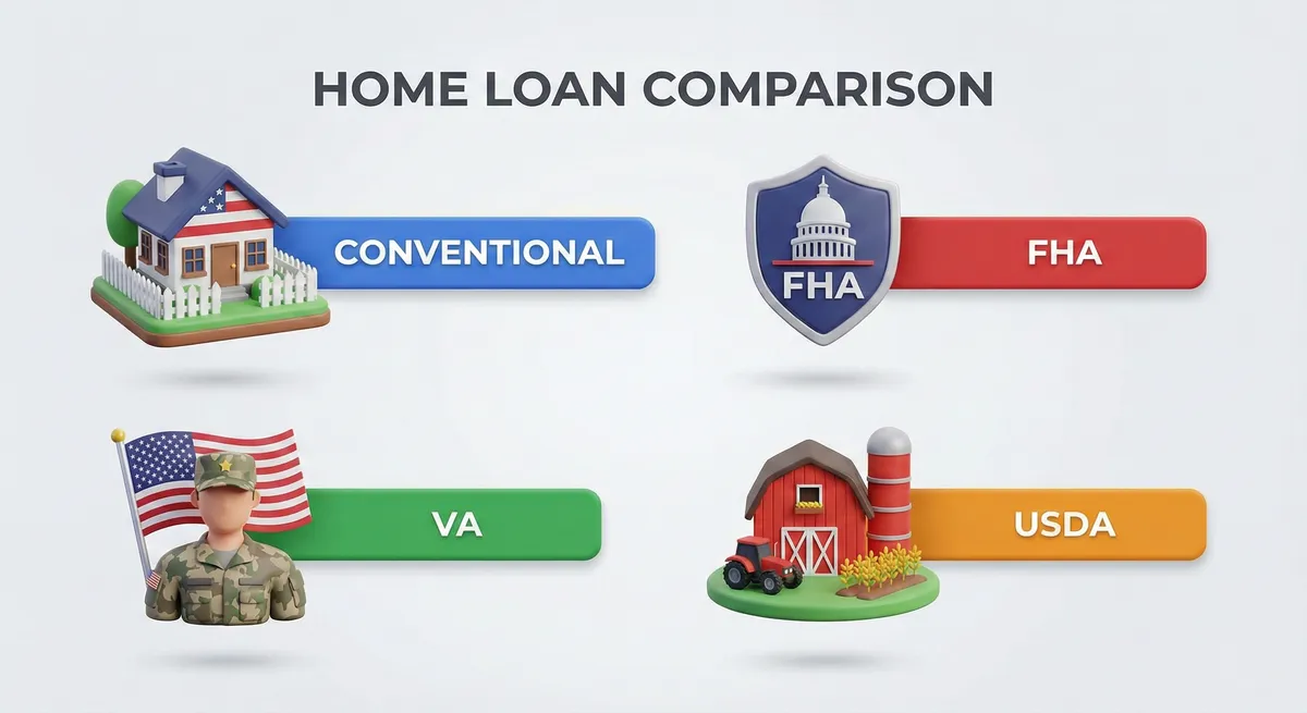 Mortgage loan type comparison icons