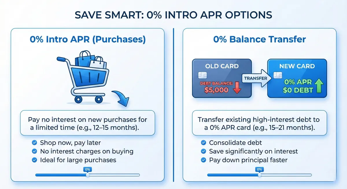 0% APR vs balance transfer concept